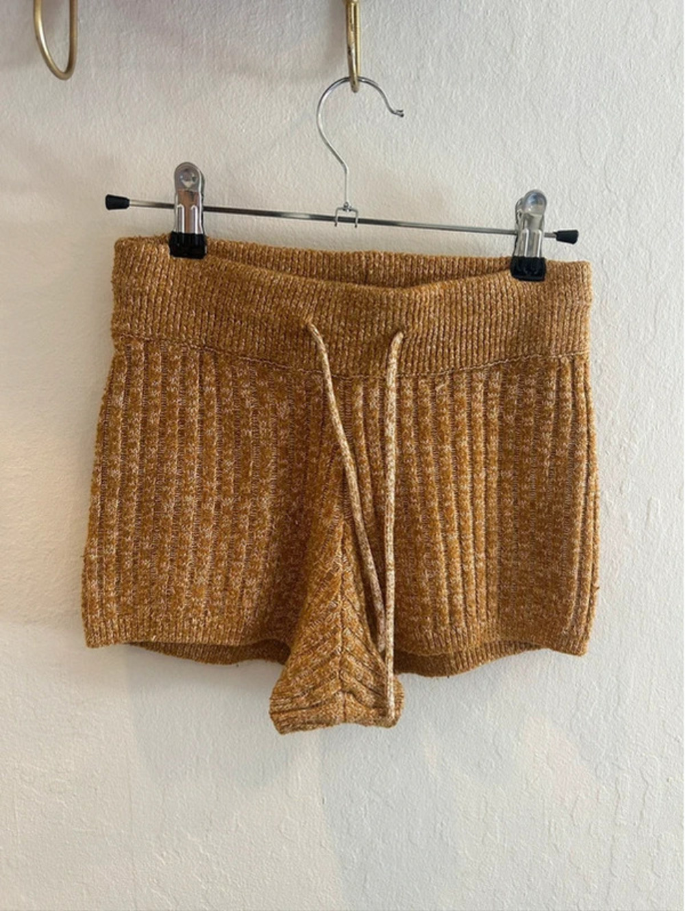 Y2K Knit Mustard Colored Mini Short Shorts